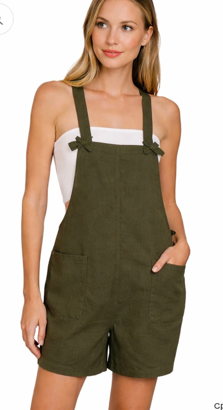 Zenana Cotton Shorts overalls Romper